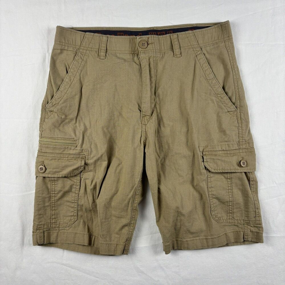 WearFirst Ripstop Cargo Shorts Men’s 34 Khaki Stretch Free Band Hiking Outdoors